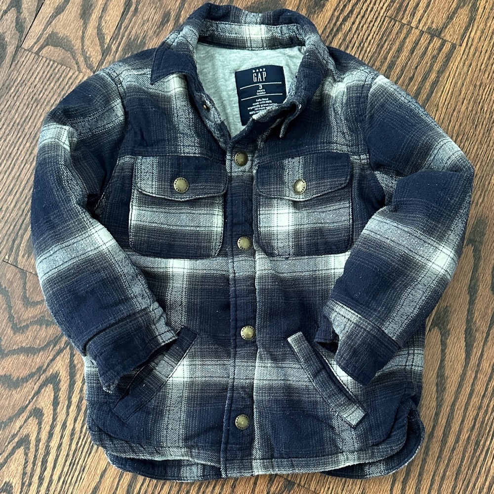 GAP Kids Plaid Jacket - Navy, White and Gray